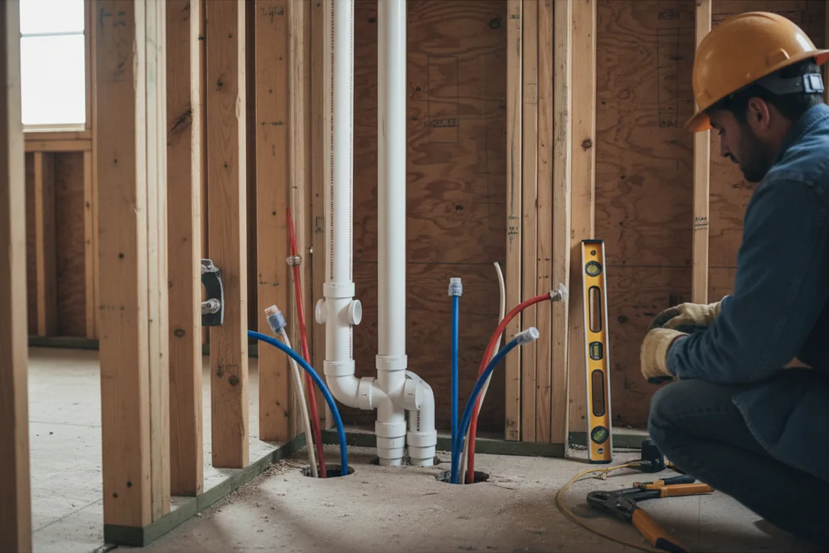 Drain and supply rough-in during Sump Pump Repair in South Whitley